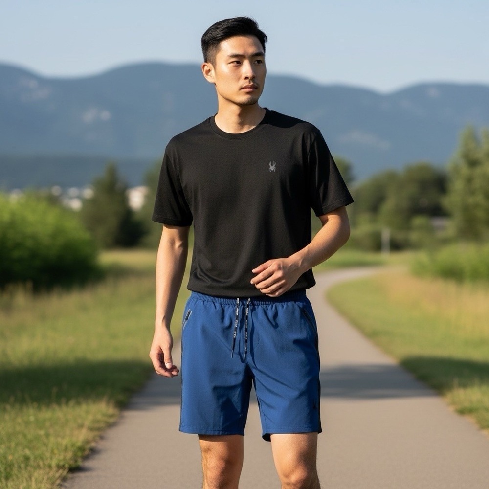 Spyder Active Men's XXL ProWeb B Pull On Shorts Blue EUC Inseam 8"